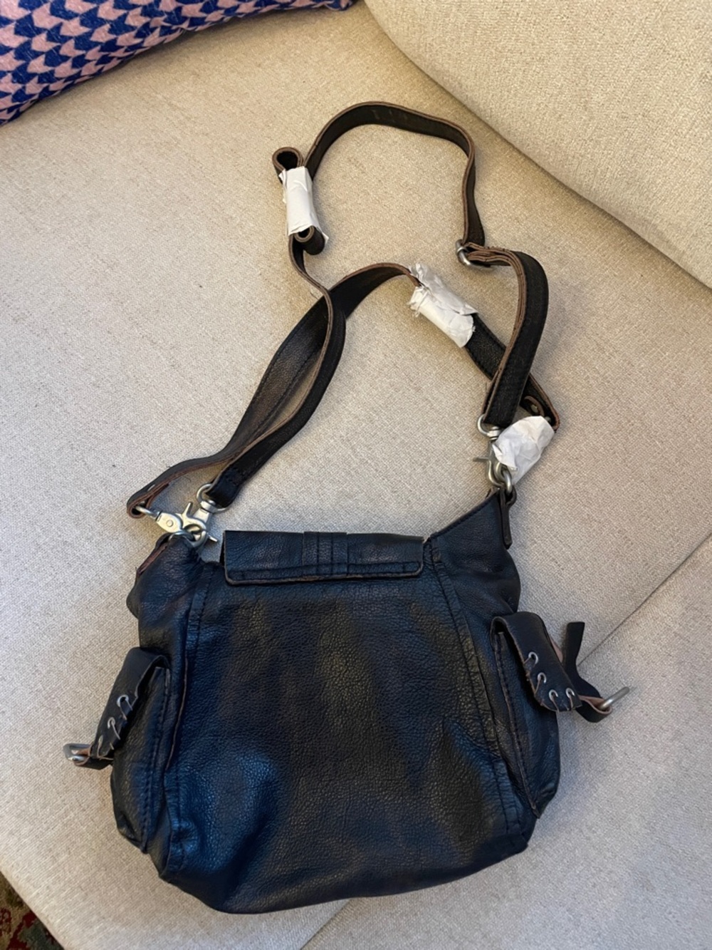 Free People Baby Leigh Distressed Crossbody Tote- Aged Graphite - Picture 5 of 5